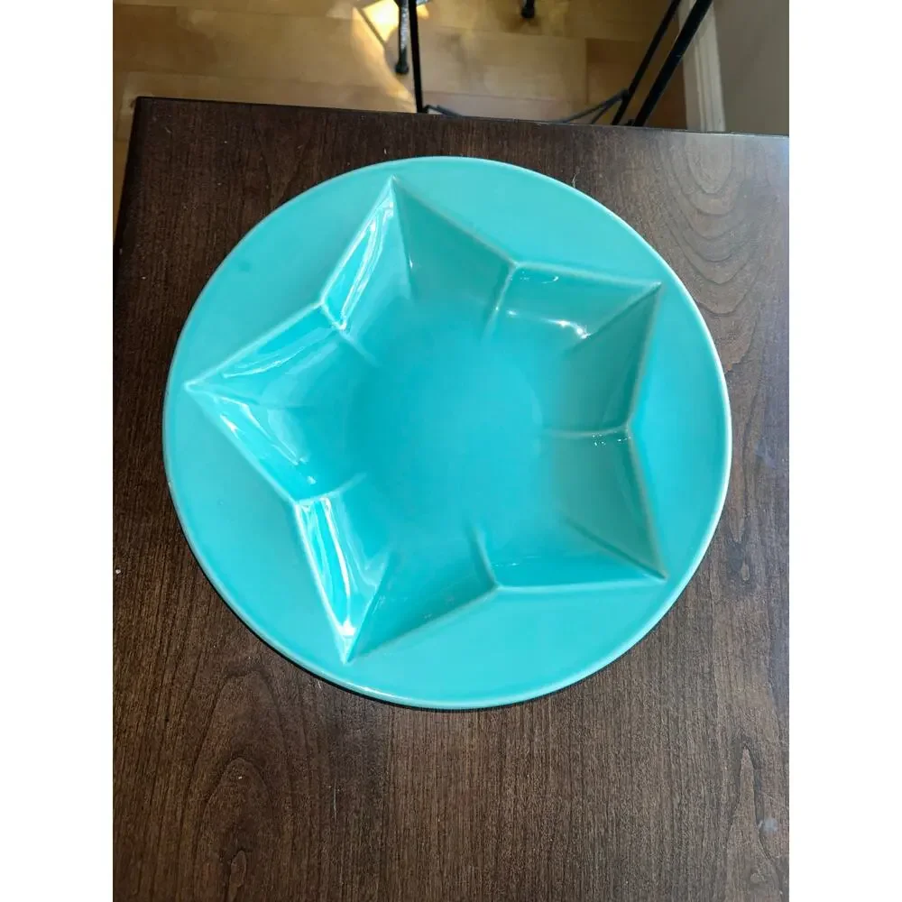 Vintage Homer Laughlin Fiesta Ware Star Shaped Serving Bowl 11” turquoise